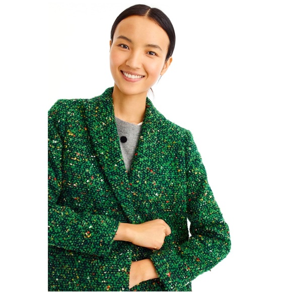 J. Crew Jackets & Coats J Crew Green Italian Tweed Daphne Topcoat 8
